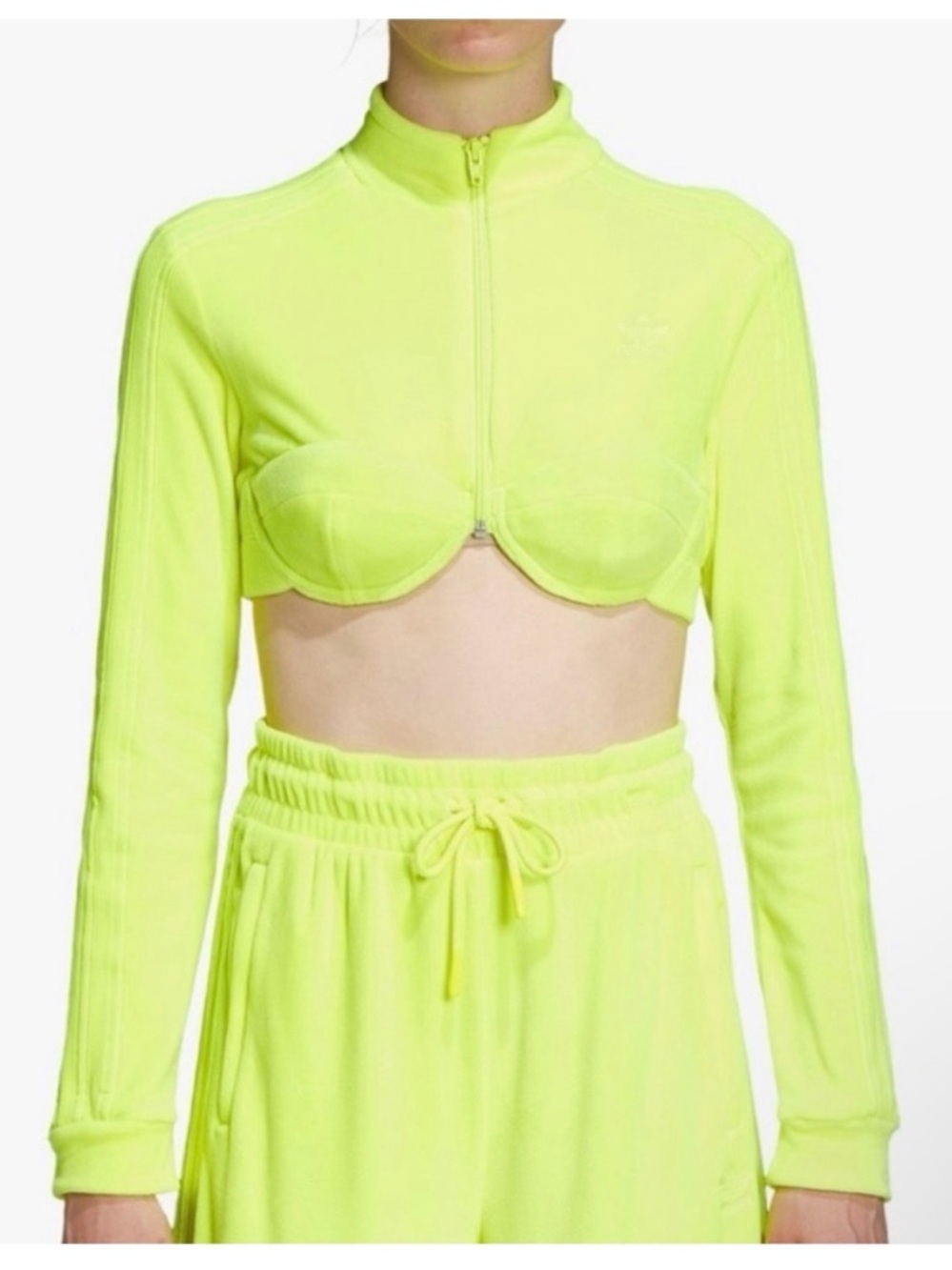 Adidas Jeremy Scott neon Cropped Zip Bra Jacket and Matching Skirt Set